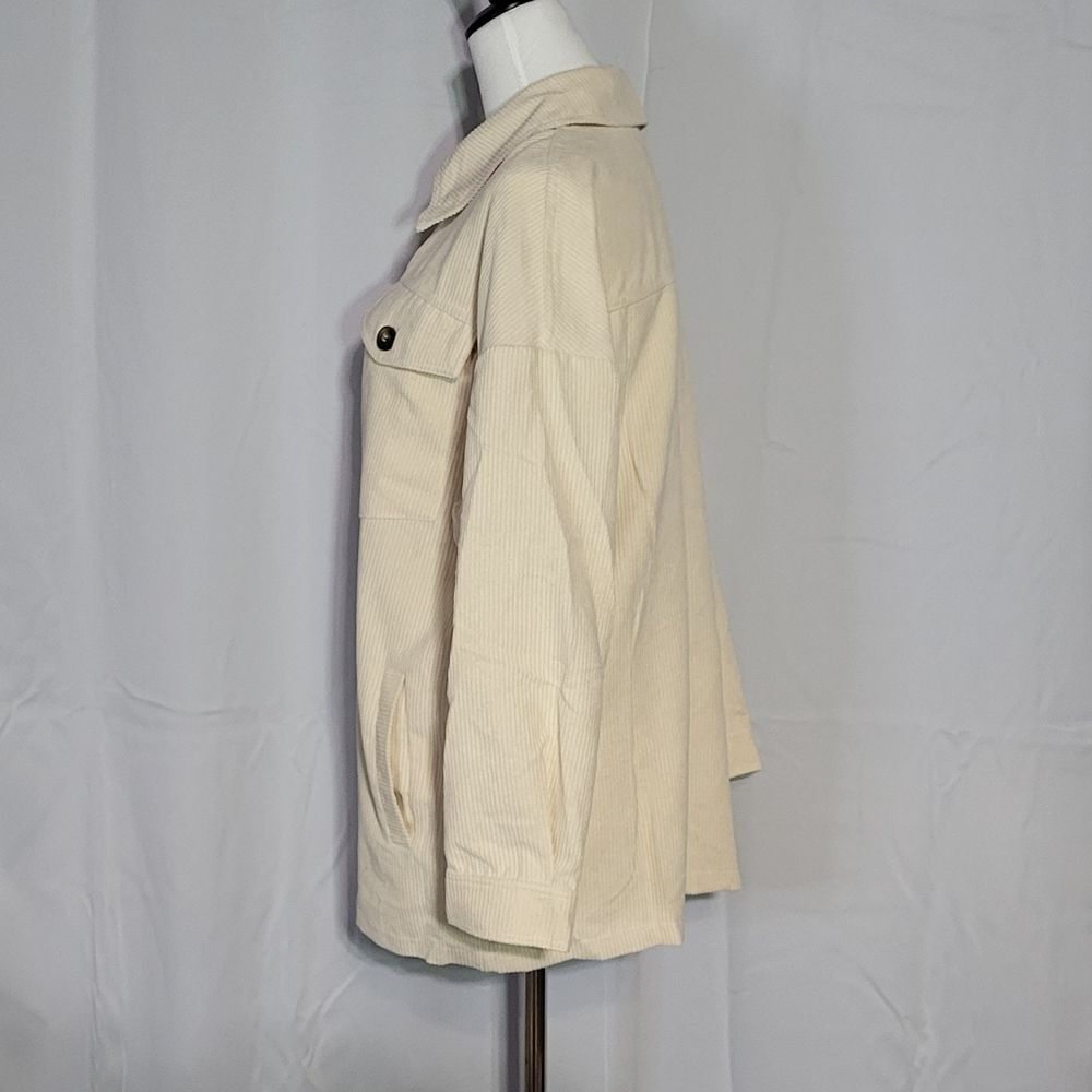Simplee Ivory Cream NWT Oversized Corduroy Sweater Jacket (Shacket) Size Small - Picture 10 of 14